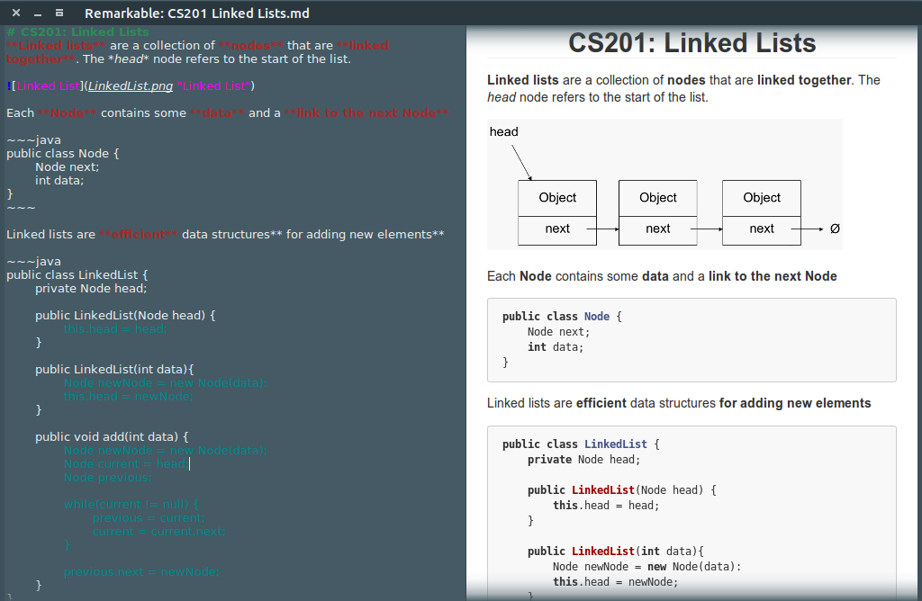 Syntax Highlighting in Remarkable